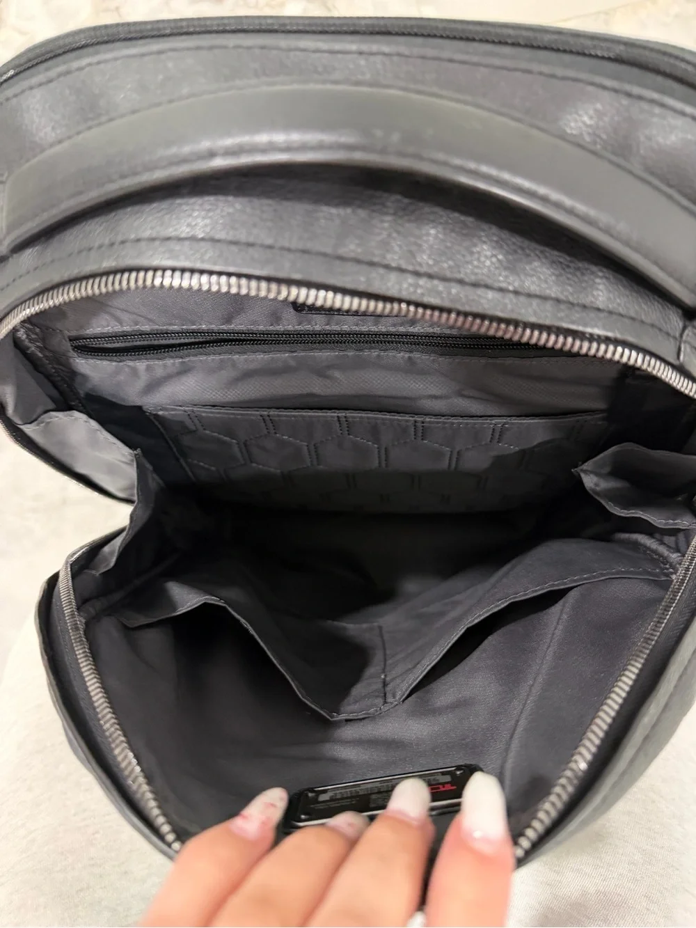 Tumi Harrison Warren Backpack with ML initials